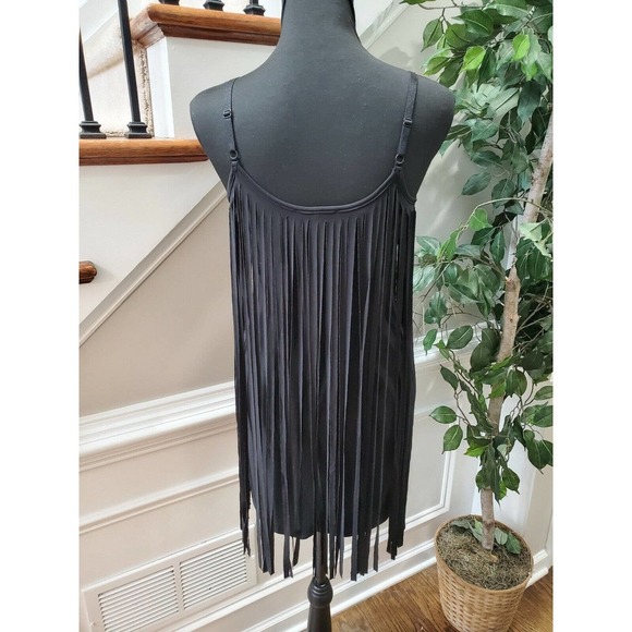 Stilletto's Black Polyester Round Neck Strappy Ruffle Knee Length Party Dress S - Picture 8 of 12